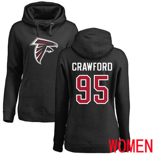 Atlanta Falcons Black Women Jack Crawford Name And Number Logo NFL Football 95 Pullover Hoodie Sweatshirts